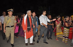 Traditional reception accorded to the Governor of Arunachal Pradesh Shri P.B. Acharya and State�s First Lady Smt Kavita Acharya at Tezu on the 5th August 2017. 